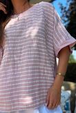 Below Deck Cheesecloth Stripe Tee Rose